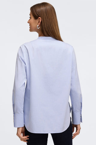 Back hem of the Kris no iron tunic #color_blue wave