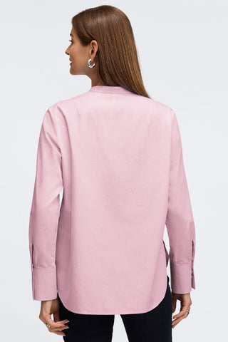 Back hem of the Kris no iron tunic #color_chambray pink