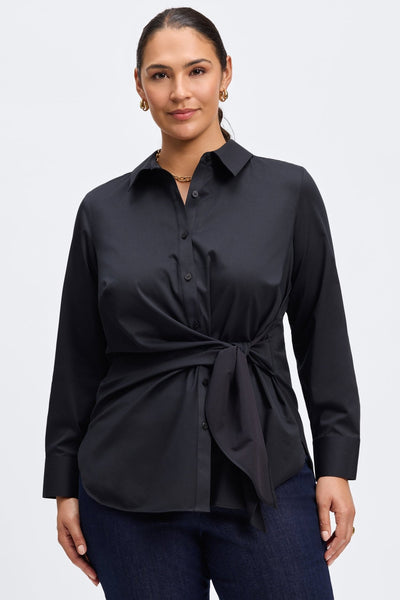 Sabine Plus No Iron Stretch Matte Sateen Tie Long Sleeve