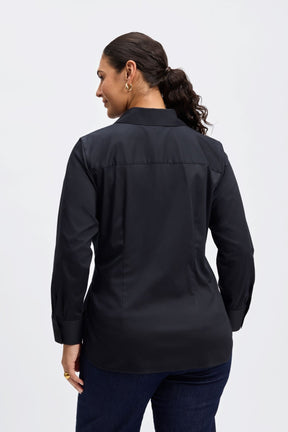 Sabine Plus No Iron Stretch Matte Sateen Tie Long Sleeve Shirt