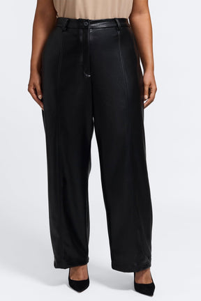 Ciara Plus Vegan Leather Wide Leg Trouser