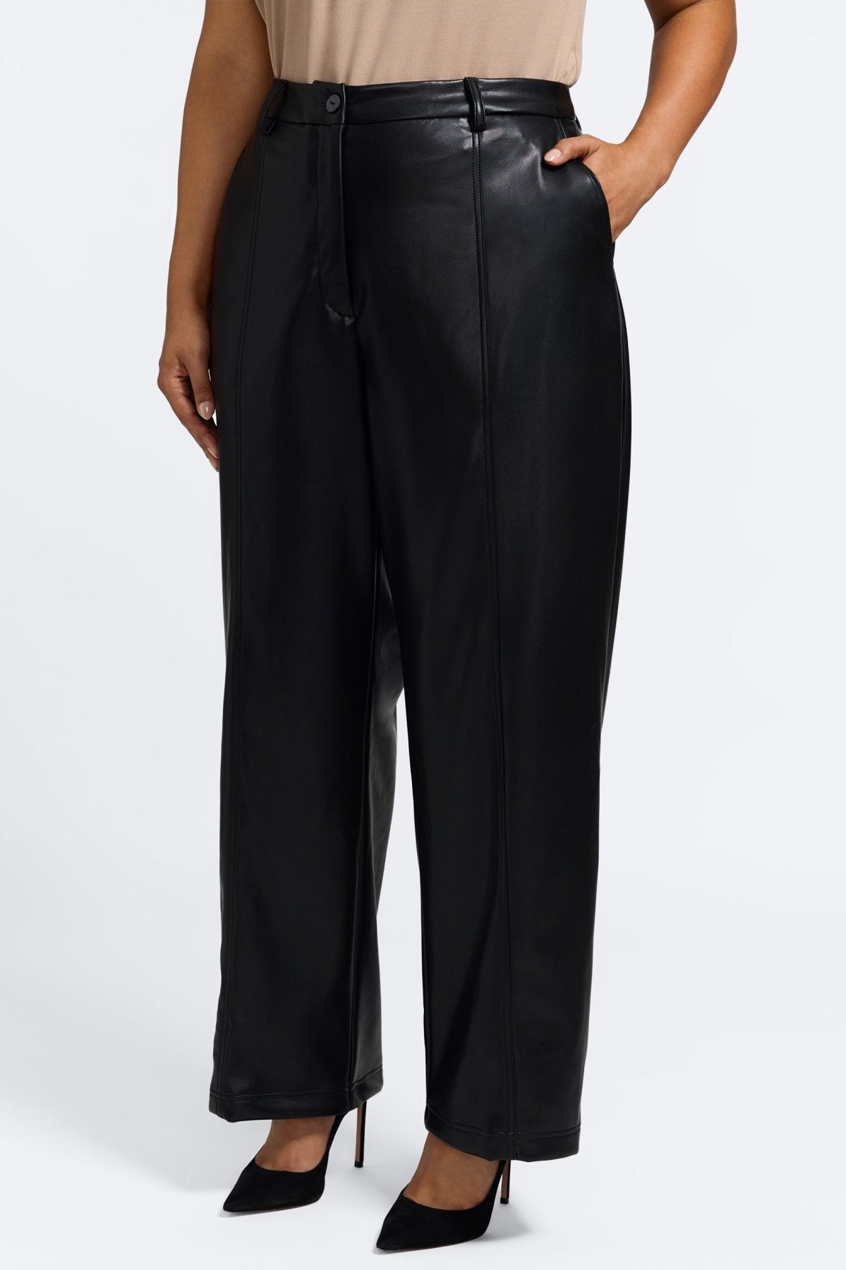 Ciara Plus Vegan Leather Wide Leg Trouser