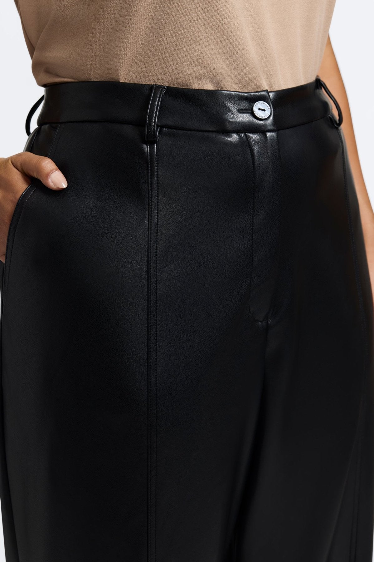 Ciara Plus Vegan Leather Wide Leg Trouser