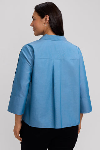 Lainey Plus No Iron Pinpoint 3/4 Button Sleeve Shirt