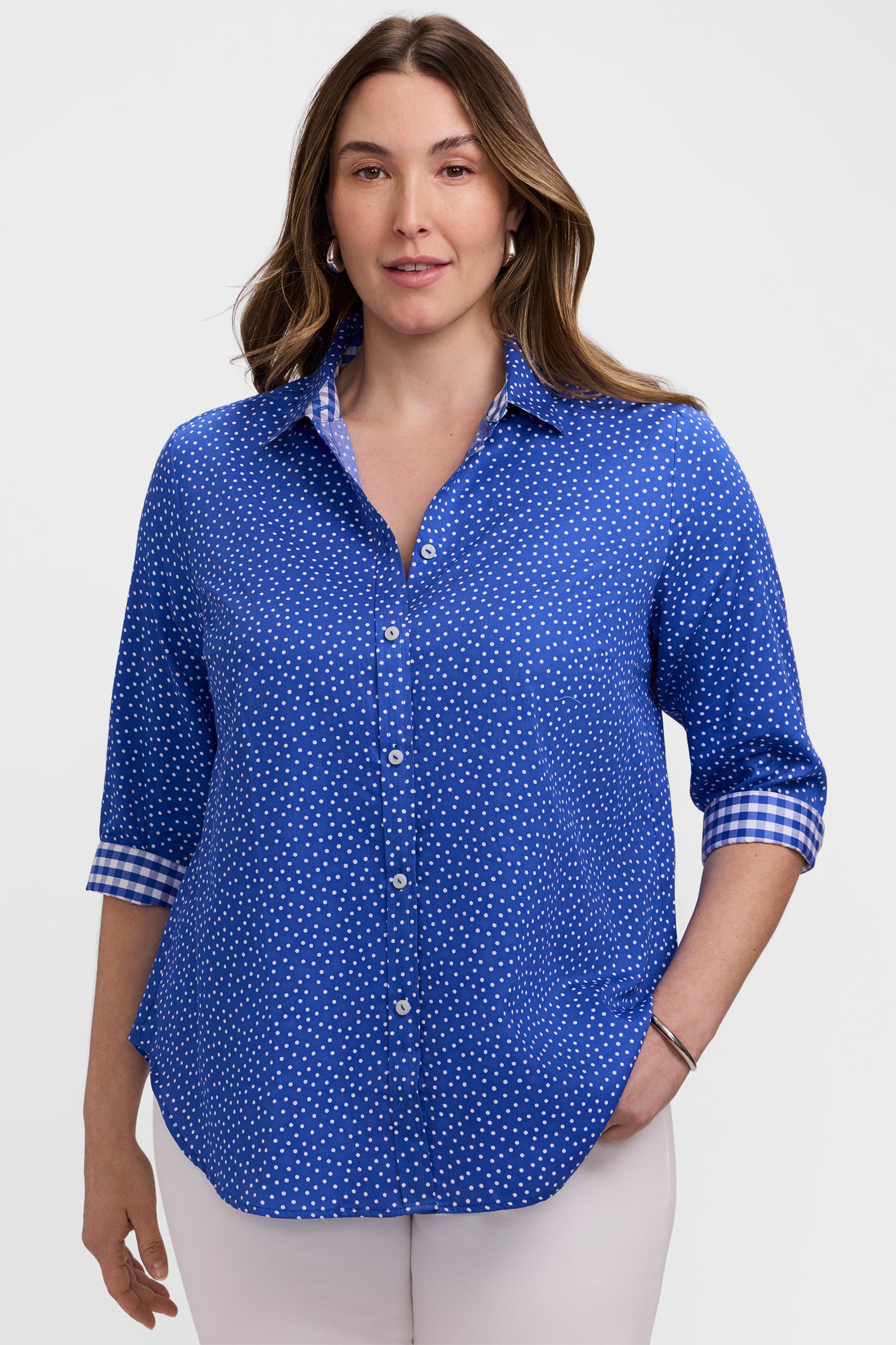 Margie Plus Mini Polka Dot 3/4 Sleeve Shirt