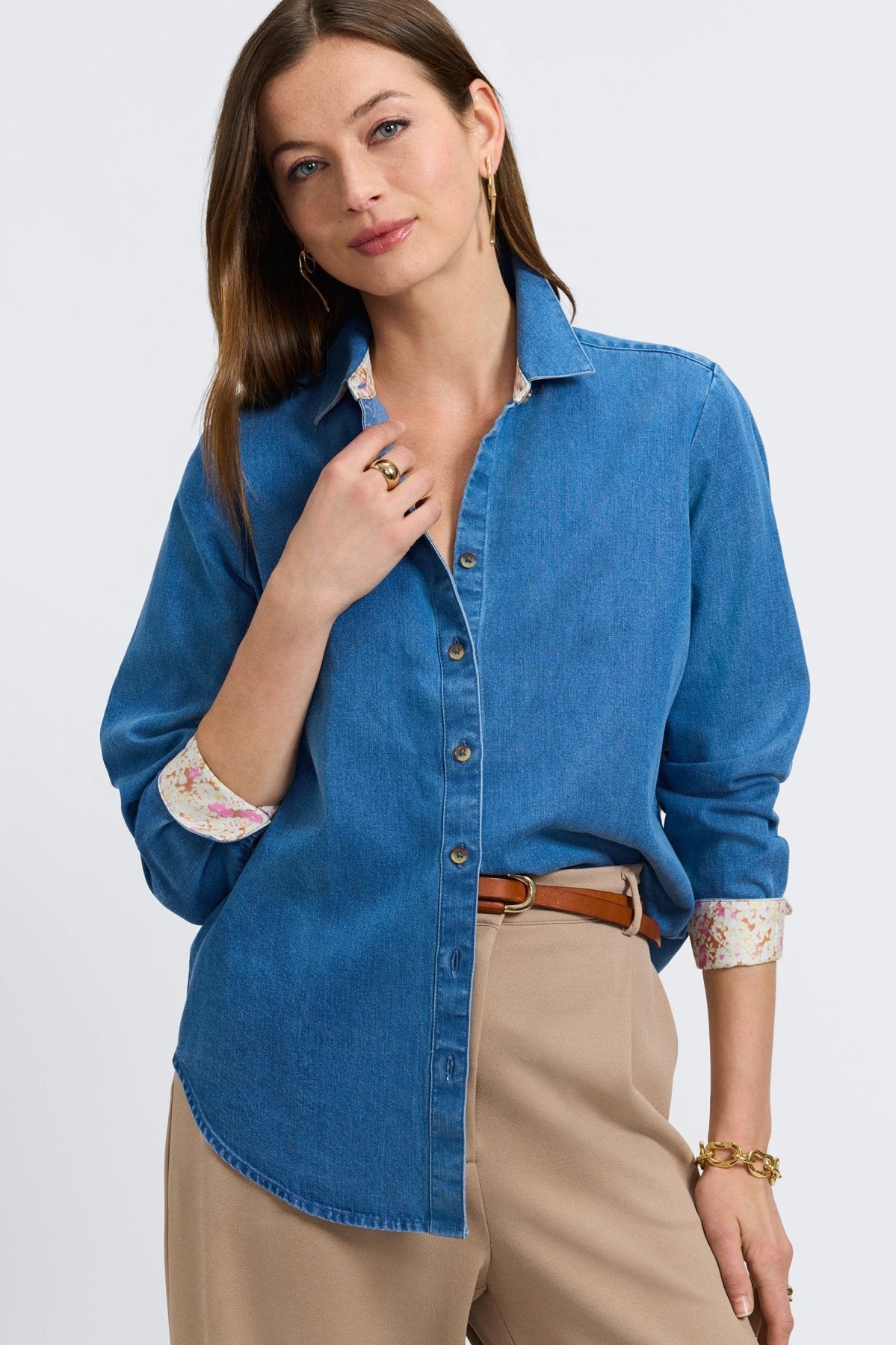 Margie Tencel® Denim Long Sleeve Shirt
