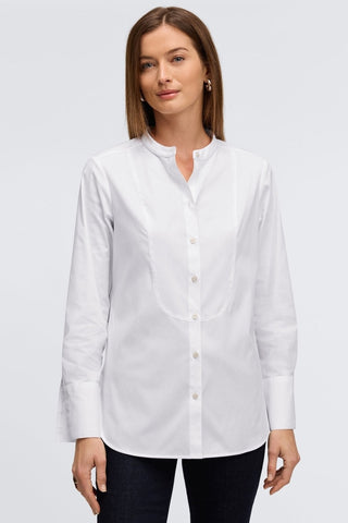 #color_white Foxcroft no-iron white shirt featuring tailored cuffs, styled for modern wrinkle free fashion.