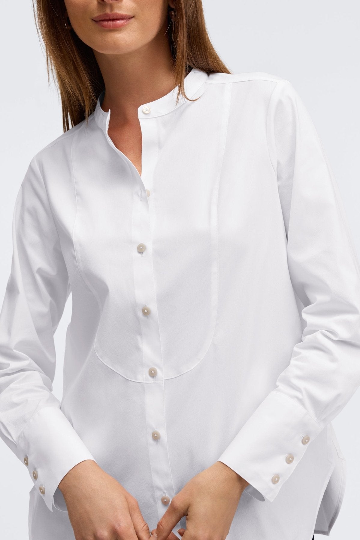 Kris No Iron Pinpoint Tuxedo Bib Long Sleeve Tunic