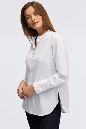 Kris No Iron Pinpoint Tuxedo Bib Long Sleeve Tunic