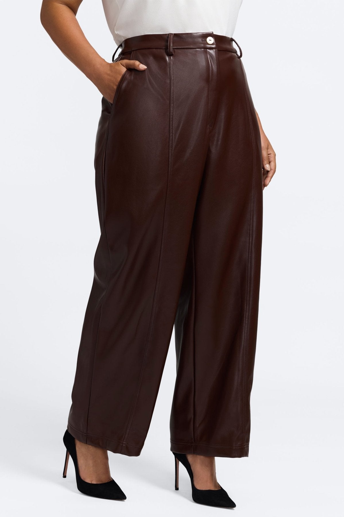 Ciara Plus Vegan Leather Wide Leg Trouser