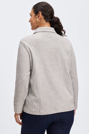 Sammy Plus Cable Knit Long Sleeve Popover Sweater