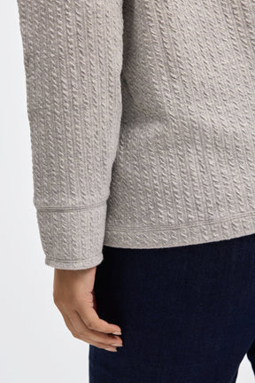 Sammy Plus Cable Knit Long Sleeve Popover Sweater