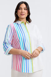Charlie Plus No Iron Stretch Ombré Stripe 3/4 Sleeve Shirt