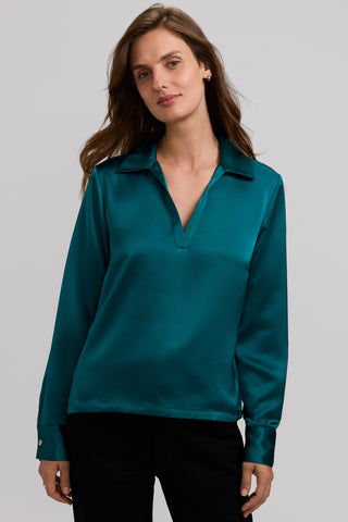 Talia Beyond Silk Long Sleeve Polo Top