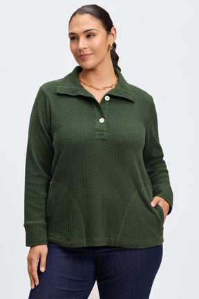 Sammy Plus Cable Knit Long Sleeve Popover Sweater