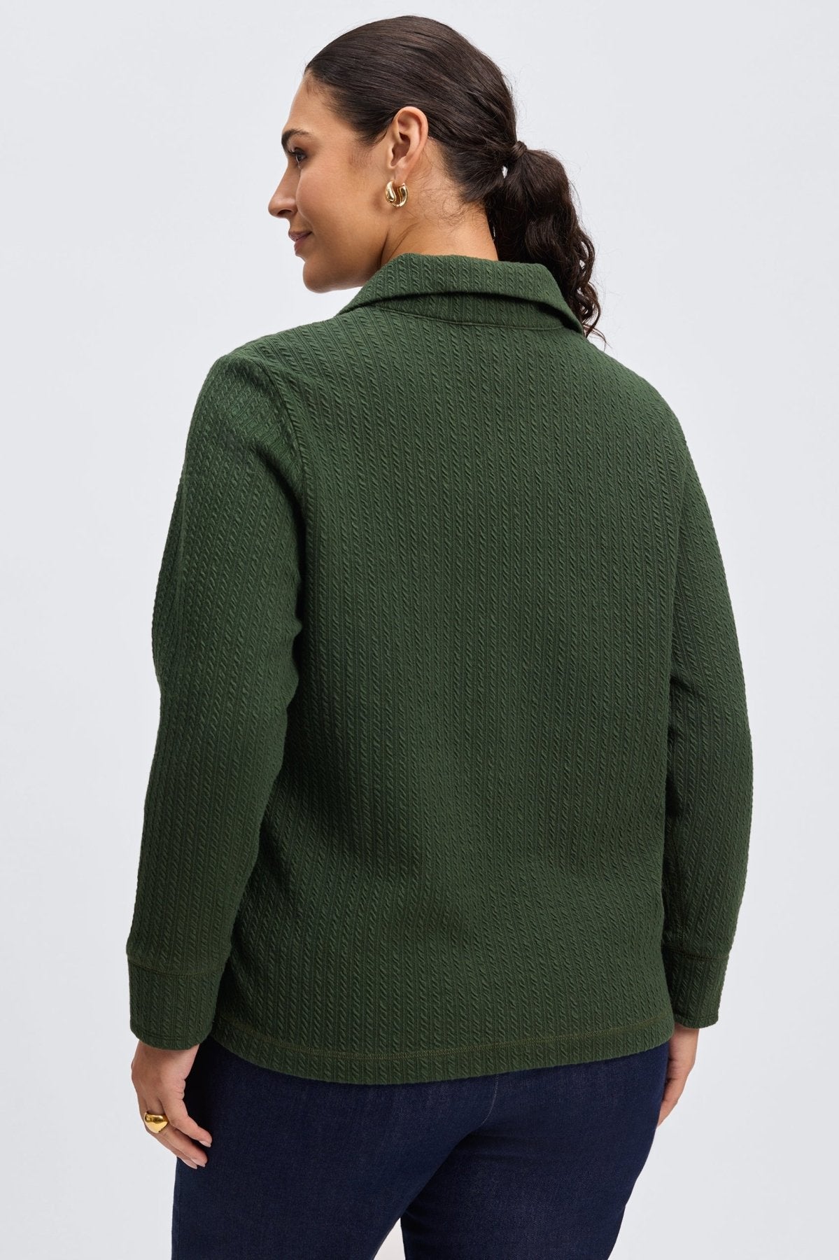 Sammy Plus Cable Knit Long Sleeve Popover Sweater