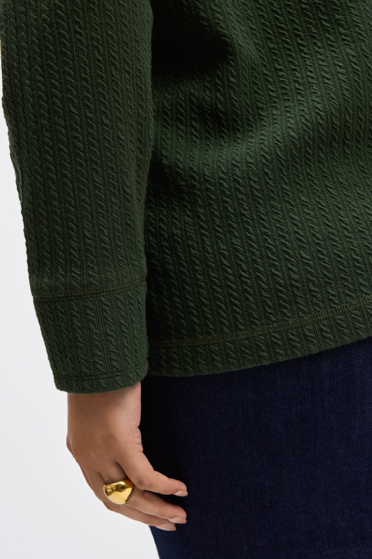 Sammy Plus Cable Knit Long Sleeve Popover Sweater