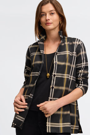 Carolina Gold & Silver Lurex Plaid Long Sleeve Shirt Jacket