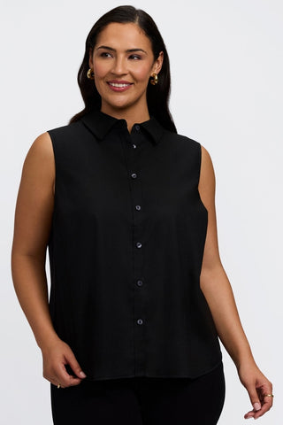 Dina Plus Knit-Woven Sleeveless Shirt