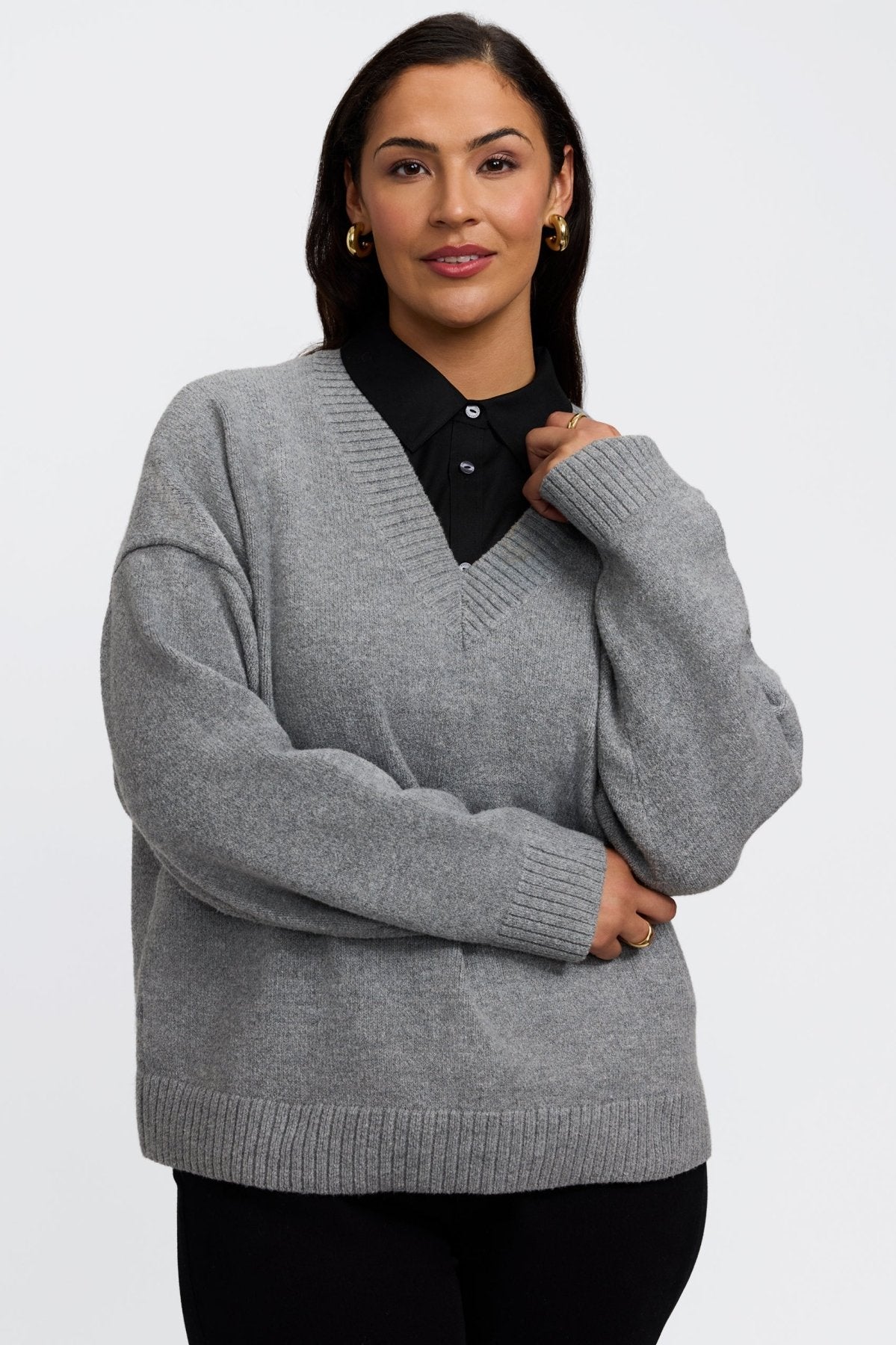 Dina Plus Knit-Woven Sleeveless Layering Tank