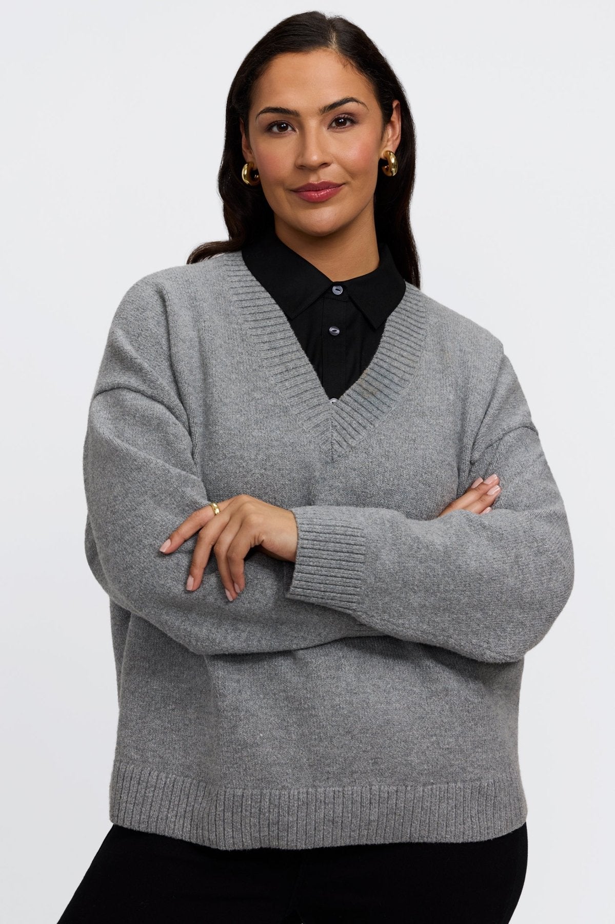 Dina Plus Knit-Woven Sleeveless Layering Tank