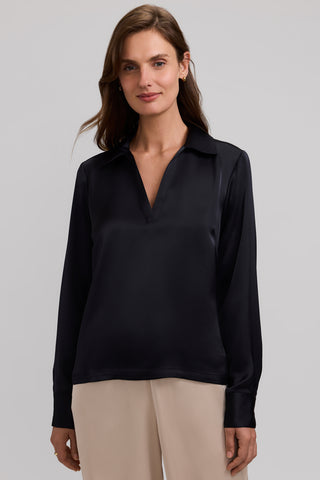 Talia Beyond Silk Long Sleeve Polo Top