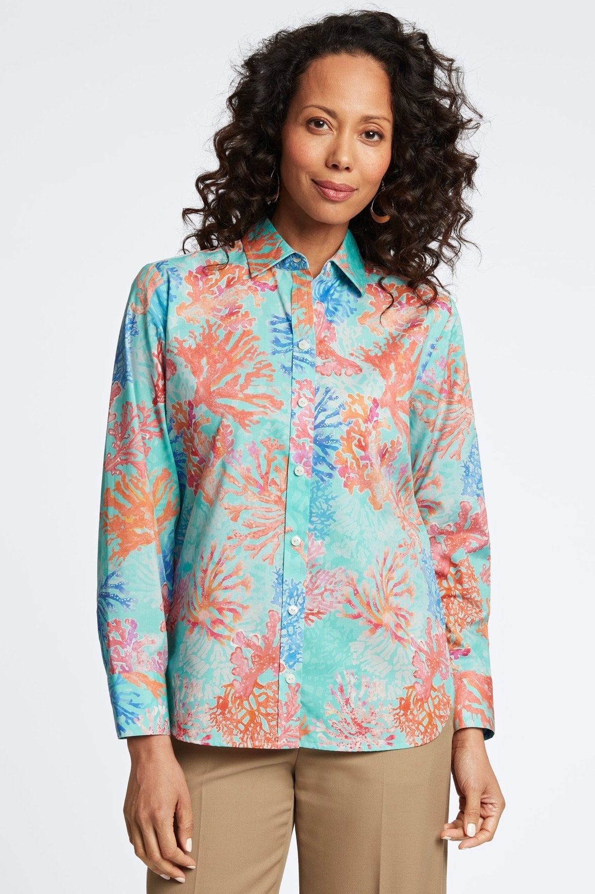 Meghan Sea Coral Long Sleeve Shirt