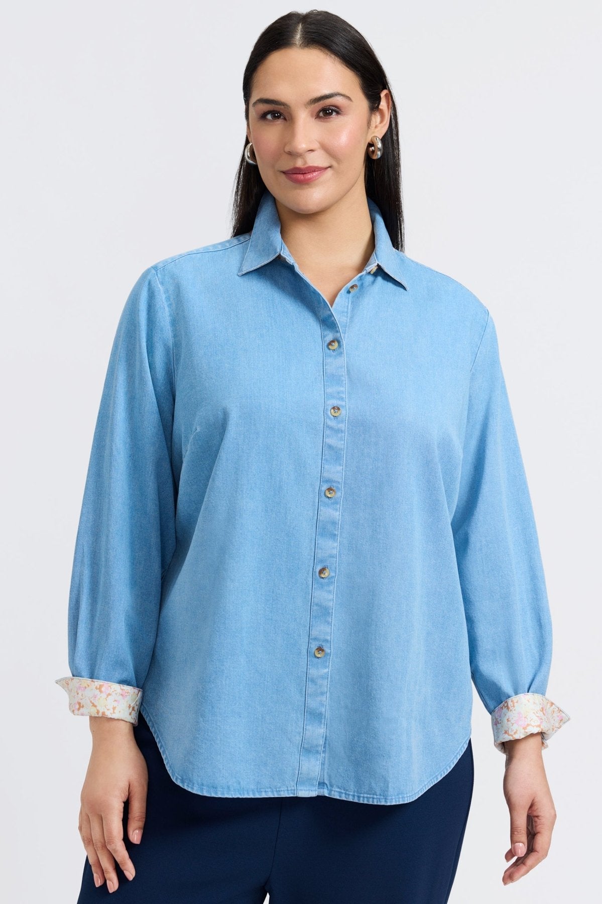 Margie Plus Tencel® Denim Long Sleeve Shirt