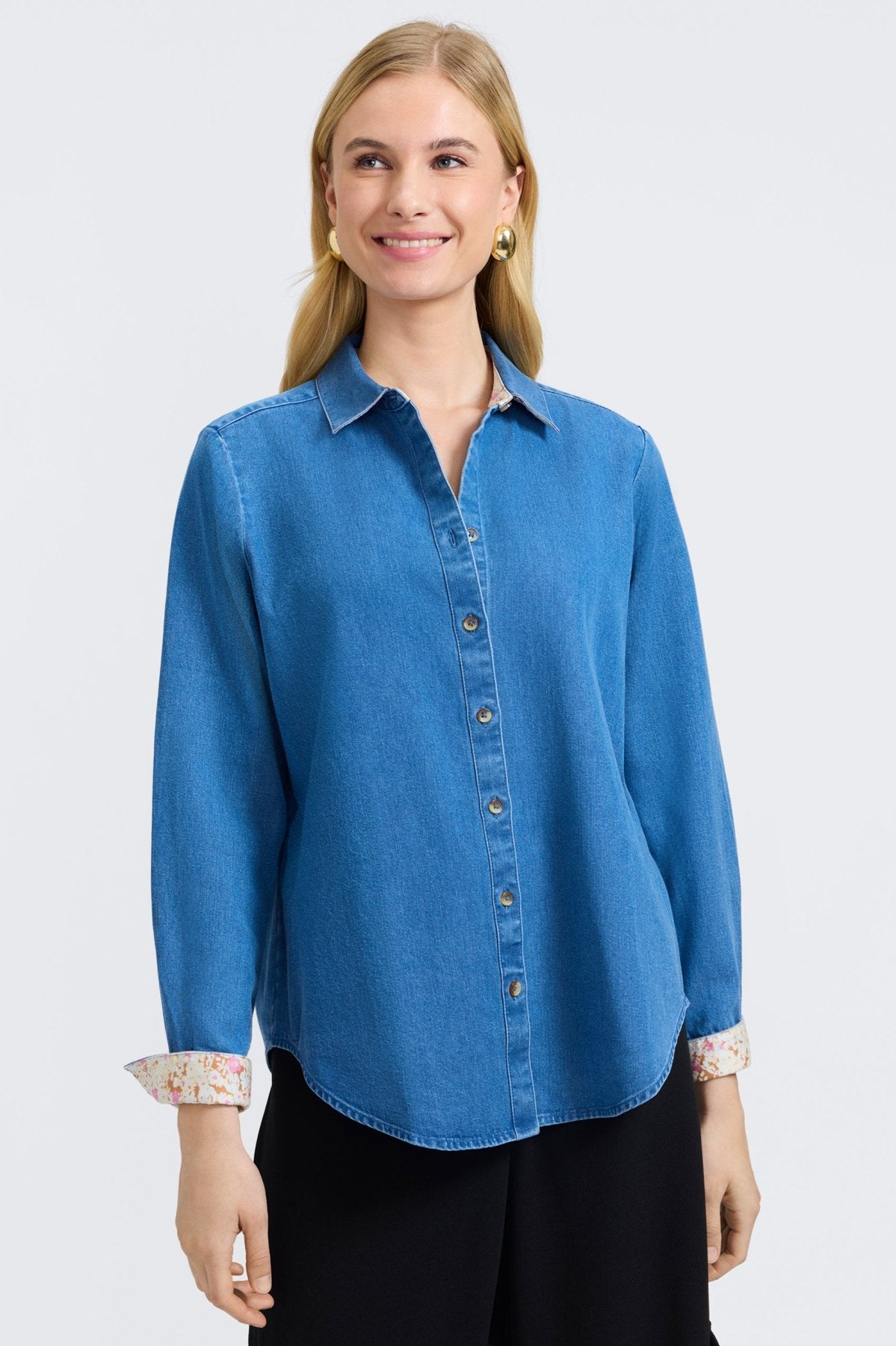 Margie Tencel® Denim Long Sleeve Shirt