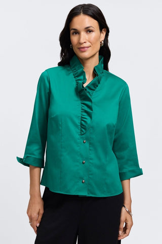 Edith Petite Stretch Matte Sateen 3/4 Sleeve Shirt