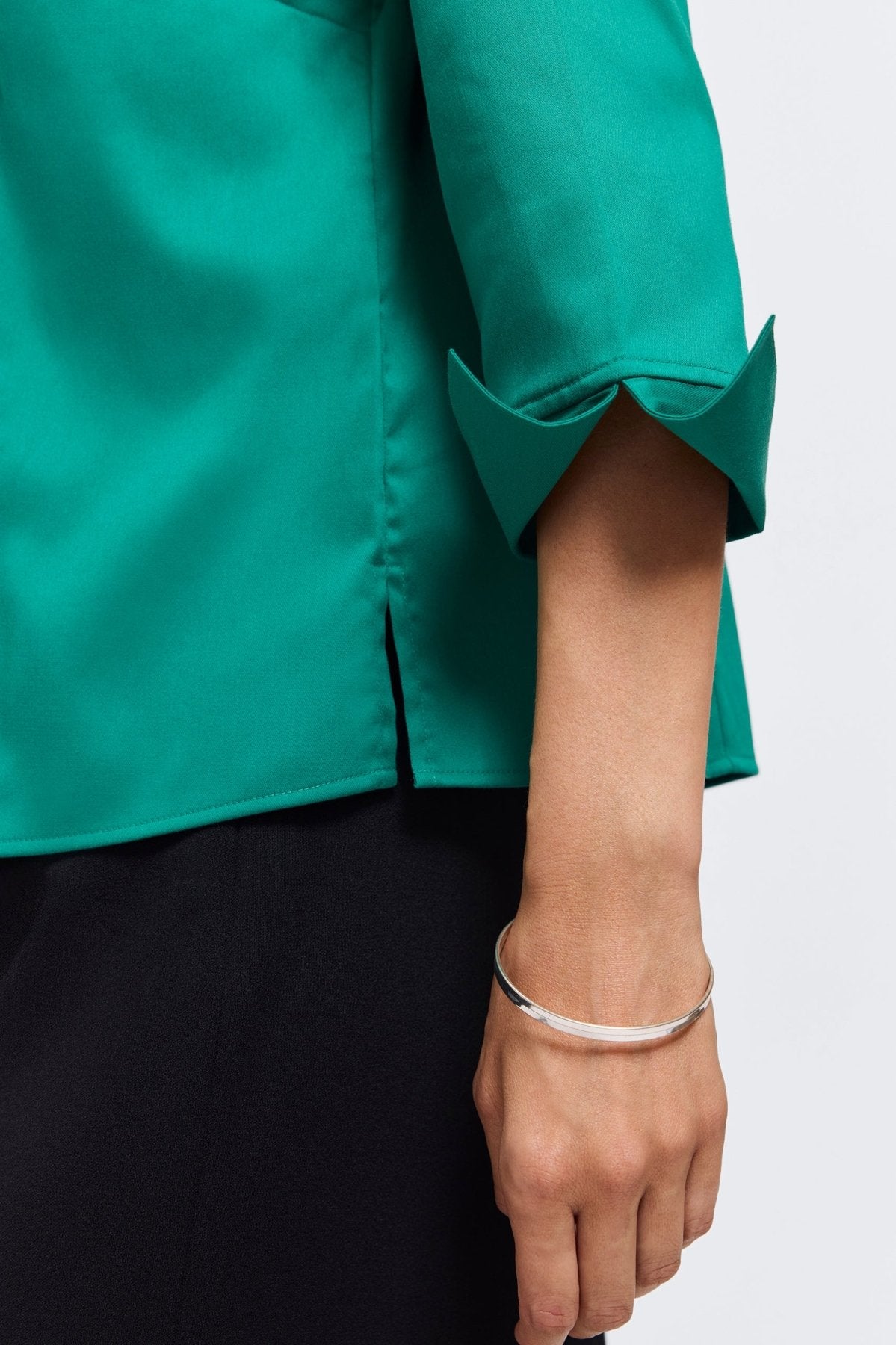 Edith Petite Stretch Matte Sateen 3/4 Sleeve Shirt