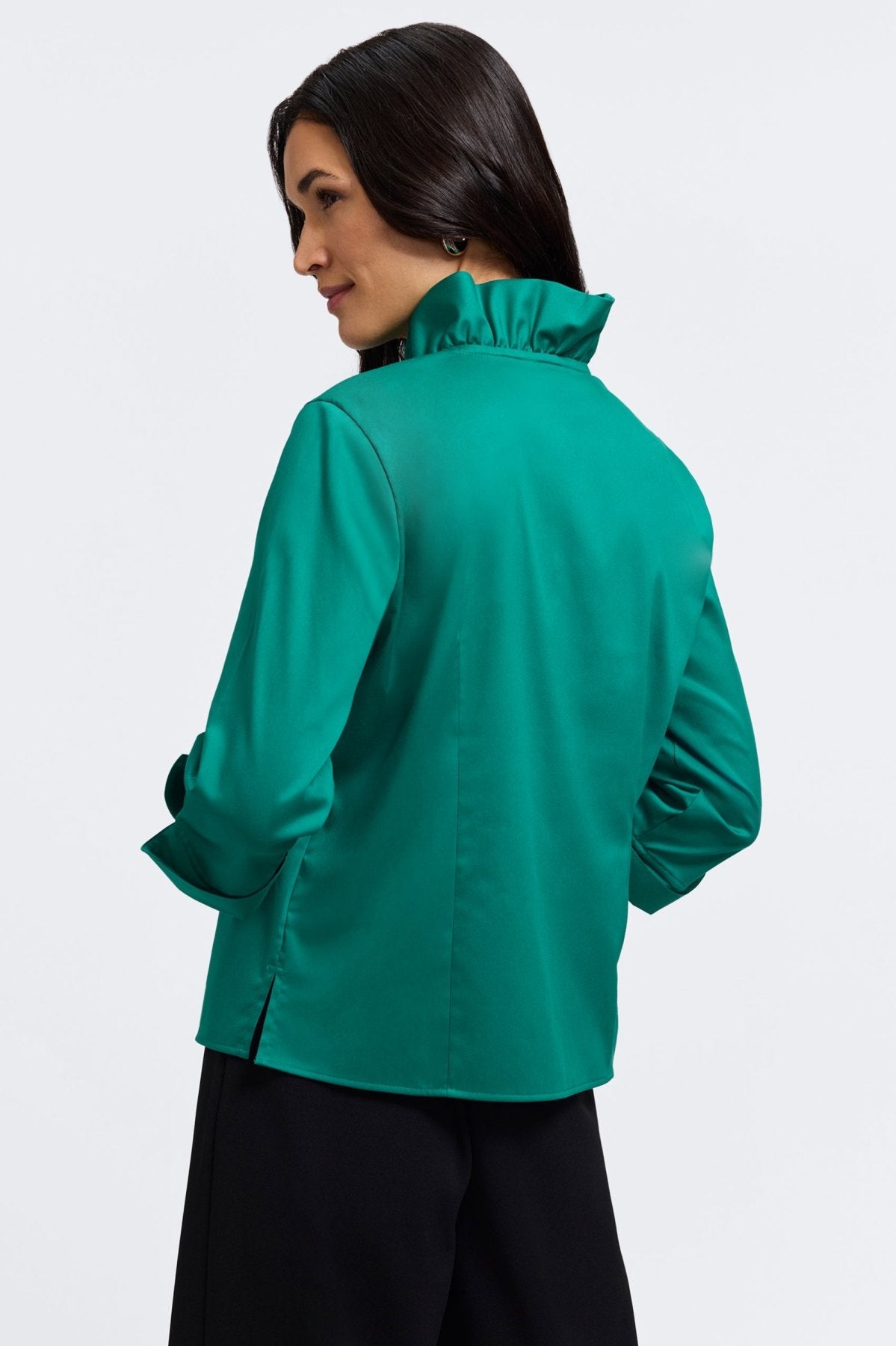 Edith Petite Stretch Matte Sateen 3/4 Sleeve Shirt