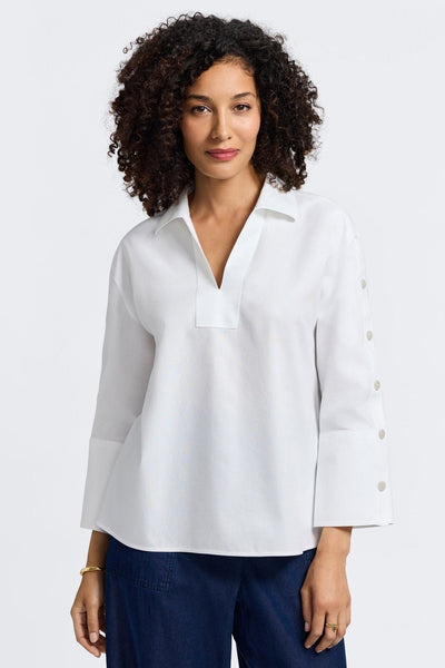 Lainey No Iron Pinpoint 3/4 Button Sleeve Shirt – Foxcroft
