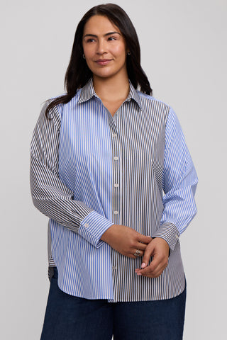Meghan Plus Pinpoint Stripe Long Sleeve Shirt