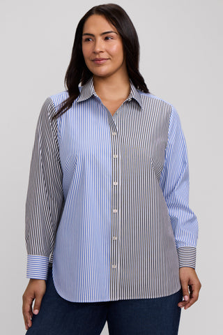 Meghan Plus Pinpoint Stripe Long Sleeve Shirt