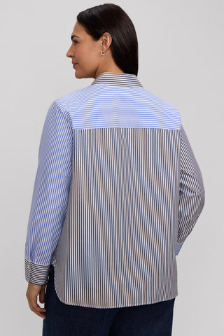 Meghan Plus Pinpoint Stripe Long Sleeve Shirt