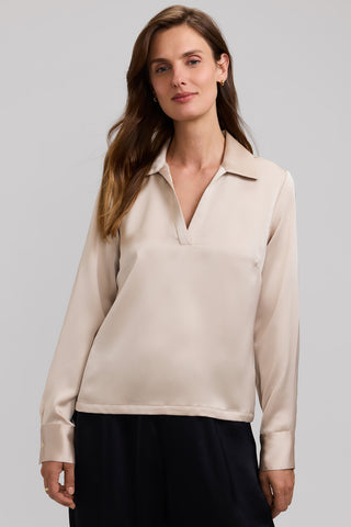 Talia Beyond Silk Long Sleeve Polo Top