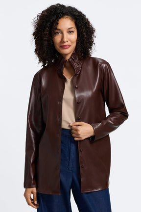 Carolina Vegan Leather Long Sleeve Shirt Jacket