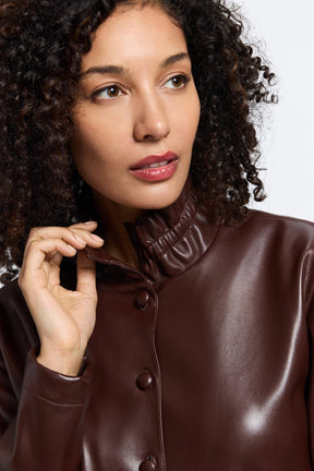 Carolina Vegan Leather Long Sleeve Shirt Jacket