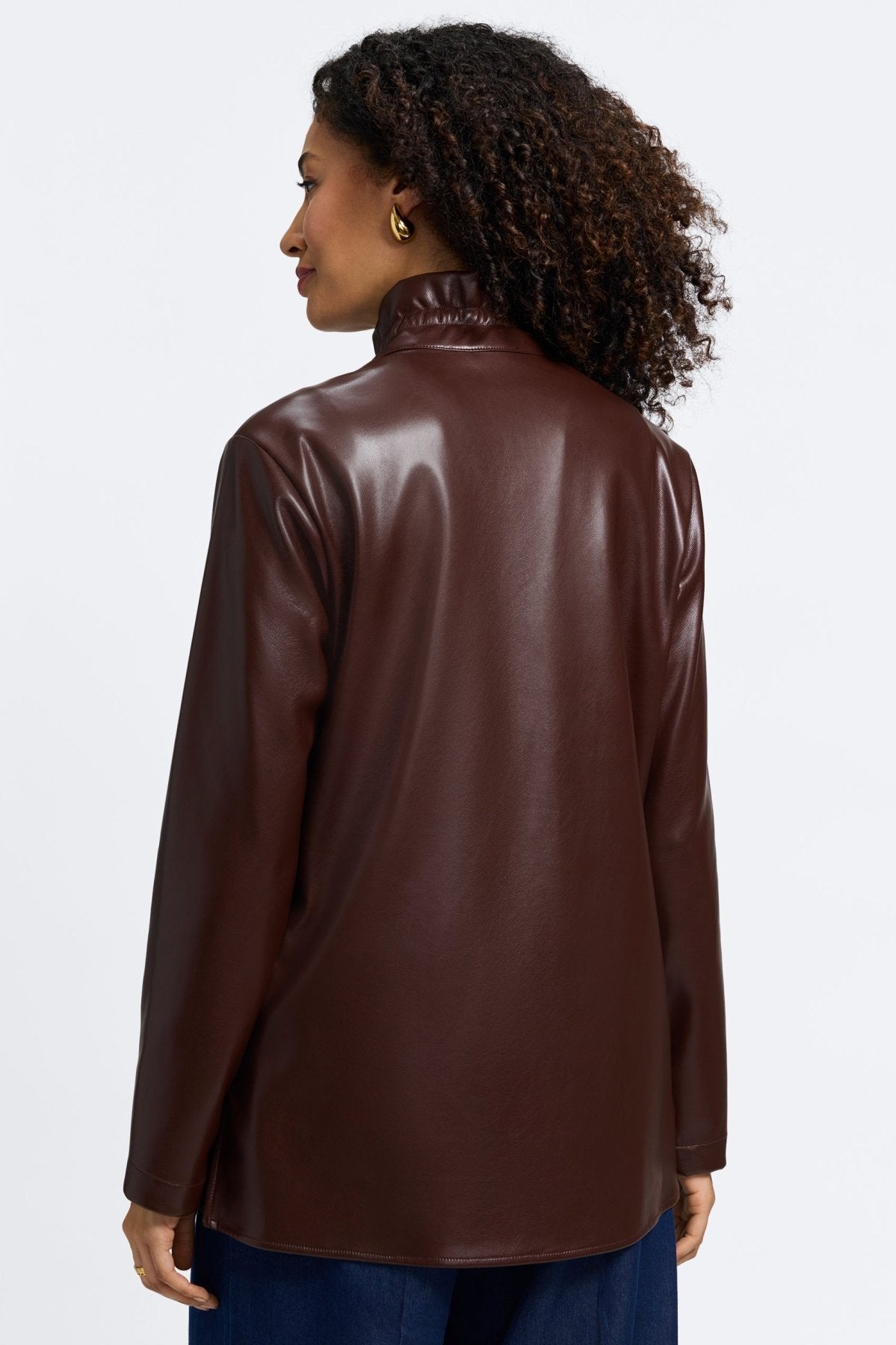 Carolina Vegan Leather Long Sleeve Shirt Jacket