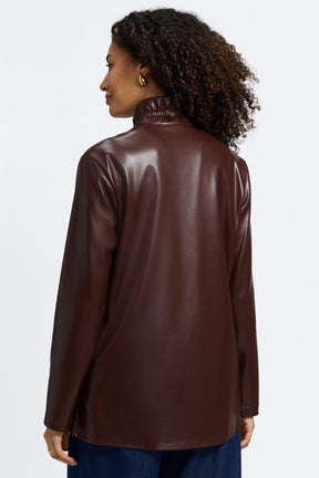 Carolina Vegan Leather Long Sleeve Shirt Jacket
