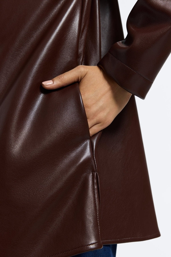 Carolina Vegan Leather Long Sleeve Shirt Jacket – Foxcroft