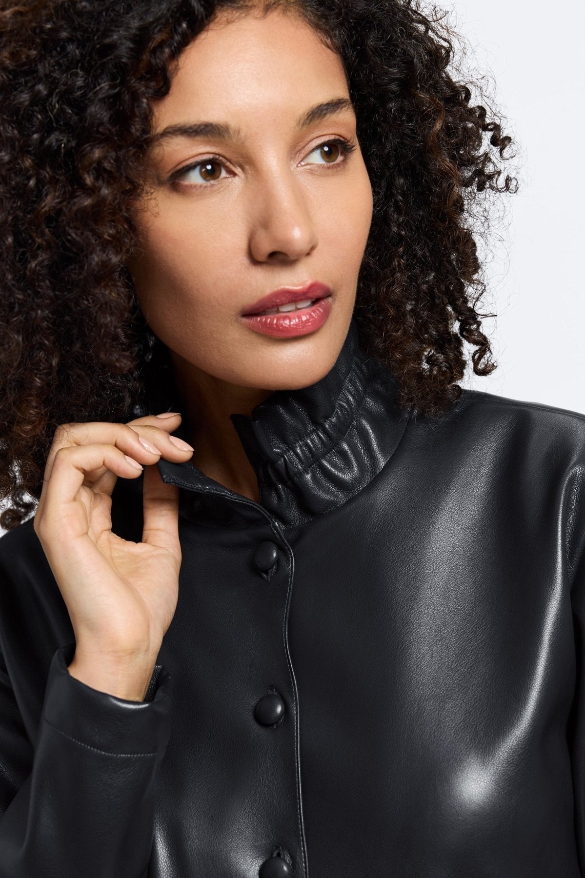 Carolina Vegan Leather Long Sleeve Shirt Jacket