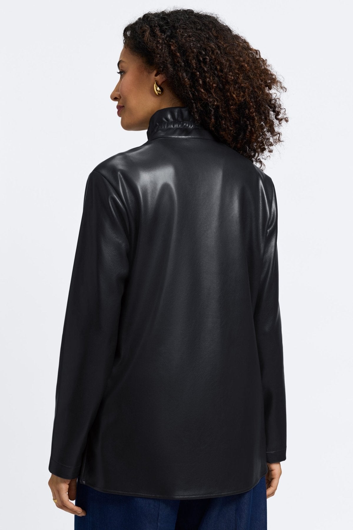 Carolina Vegan Leather Long Sleeve Shirt Jacket