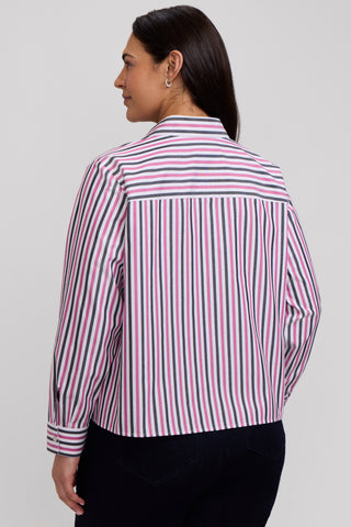 Jodie Plus No Iron Pinpoint Stripe Long Sleeve Short Shirt