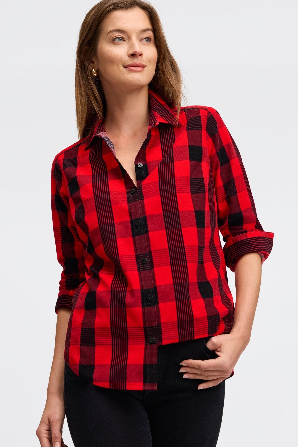 Haven Buffalo Check Corduroy Long Sleeve Shirt