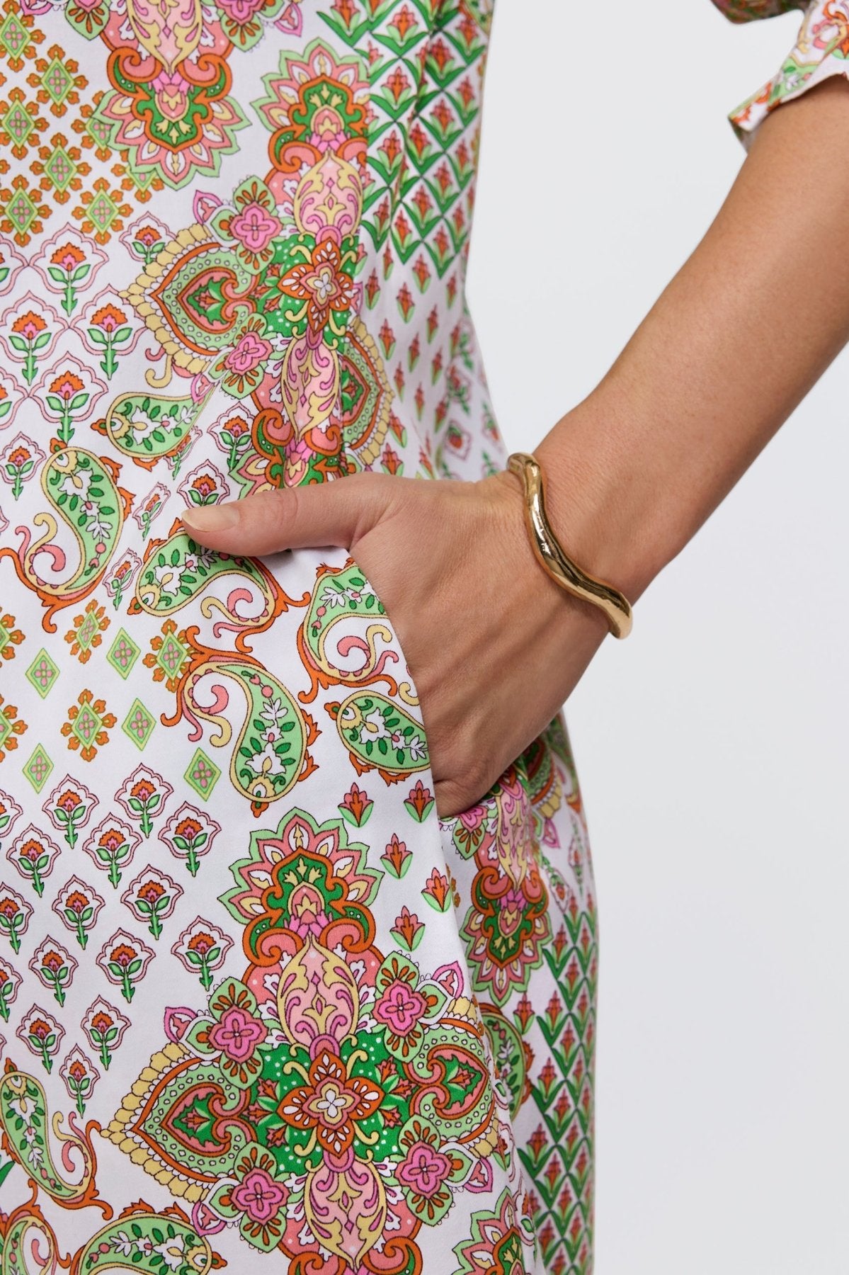 Alicia Patchwork Medallion 3/4 Sleeve Dress