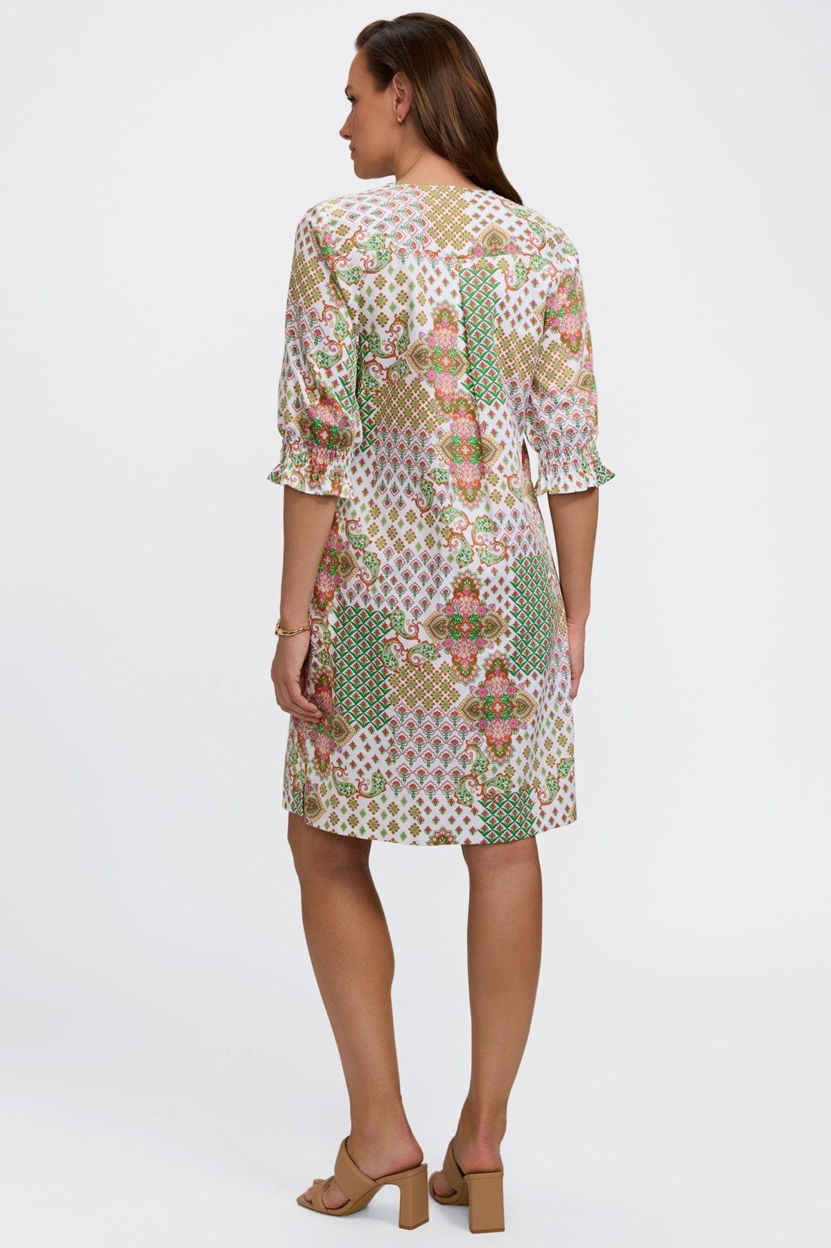 Alicia Patchwork Medallion 3/4 Sleeve Dress