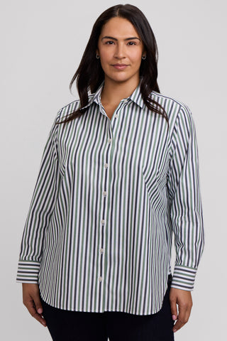 Meghan Plus No Iron Pinpoint Stripe Long Sleeve Shirt
