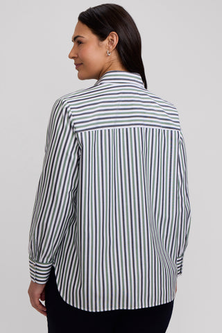 Meghan Plus No Iron Pinpoint Stripe Long Sleeve Shirt